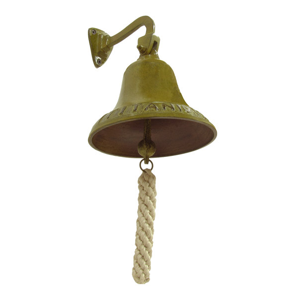 Breakwater Bay Baines Large Brass Wall Mount Titanic Hanging Ships Bell